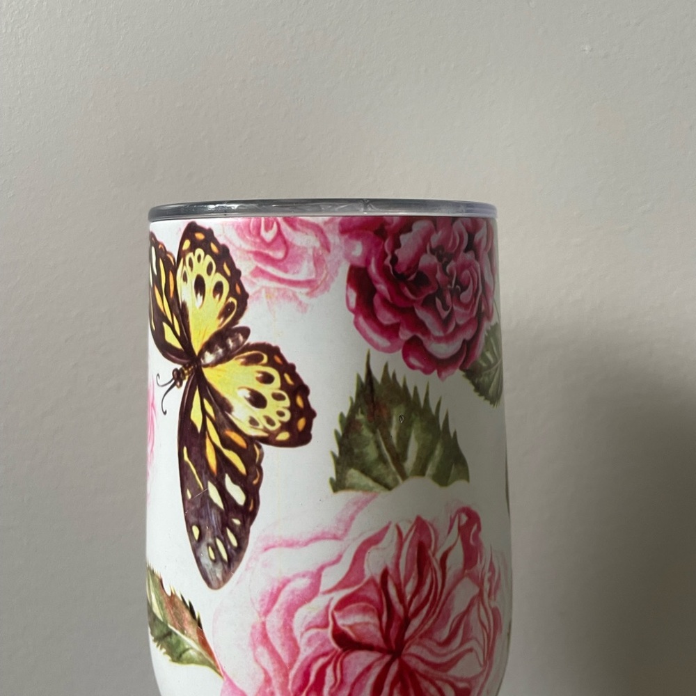 Floral and Butterfly Design Tumbler